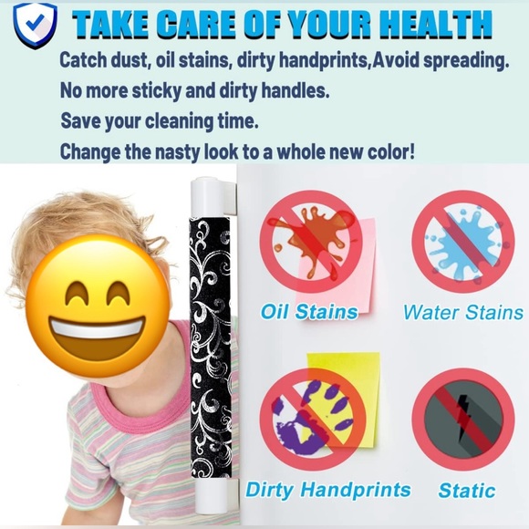 Protective Appliance Handle Covers in Printed Black Velvet [Set of 6] - Picture 8 of 8